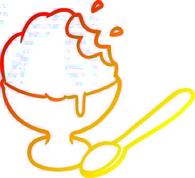 warm gradient line drawing ice cream dessert in bowl vector