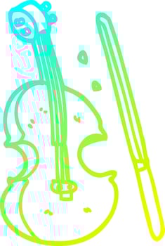 cold gradient line drawing cartoon violin and bow vector