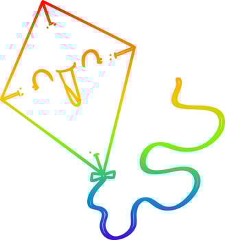 rainbow gradient line drawing cartoon kite vector