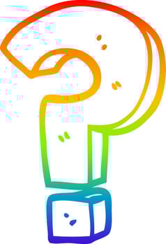 rainbow gradient line drawing cartoon question mark vector
