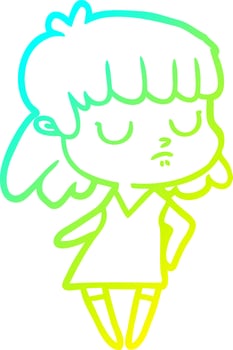 cold gradient line drawing cartoon indifferent woman vector