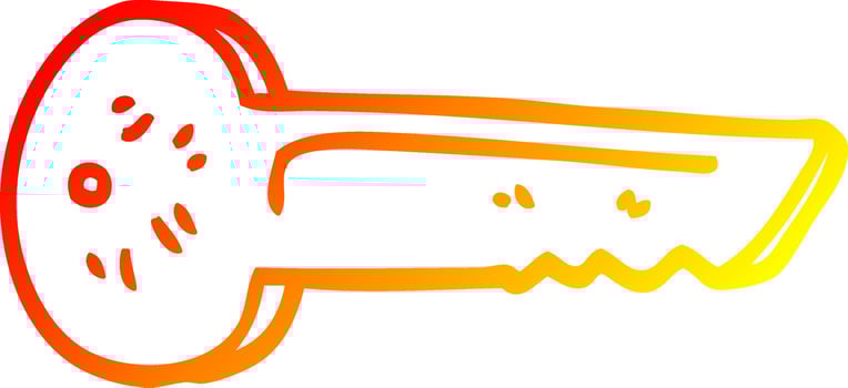 warm gradient line drawing cartoon metal key vector