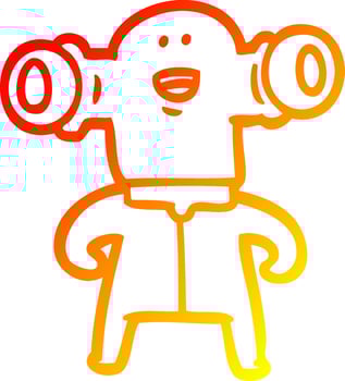 warm gradient line drawing friendly cartoon alien vector