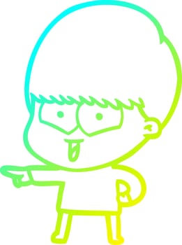 cold gradient line drawing cartoon happy boy vector
