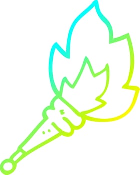 cold gradient line drawing cartoon flaming torch vector
