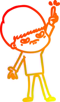 warm gradient line drawing angry cartoon boy vector