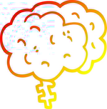 warm gradient line drawing cartoon brain vector