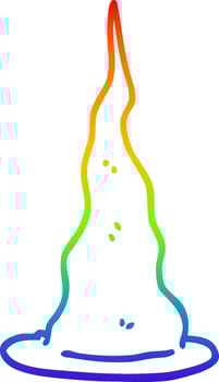 rainbow gradient line drawing cartoon witch hat vector