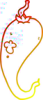 warm gradient line drawing cartoon chili pepper vector