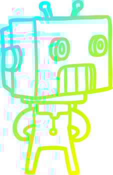 cold gradient line drawing cartoon robot vector