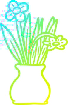cold gradient line drawing flowers in vase vector