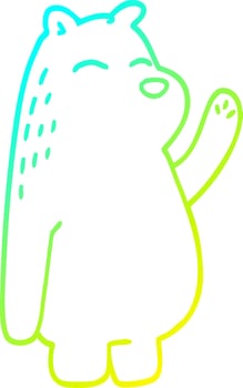 cold gradient line drawing cartoon polar bear waving vector