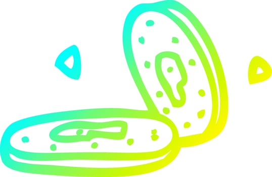 cold gradient line drawing cartoon money coins vector