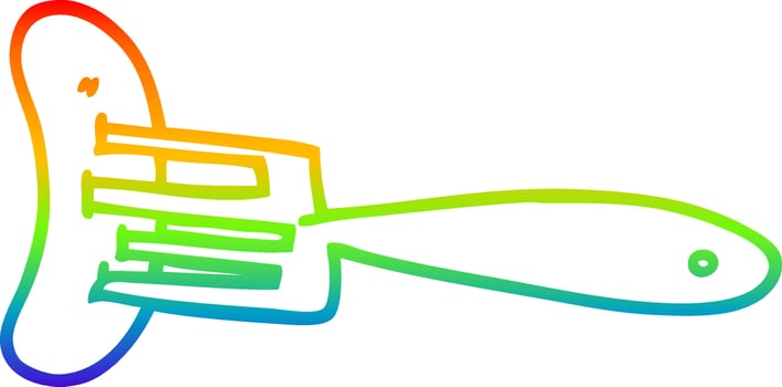 rainbow gradient line drawing cartoon banger on fork vector