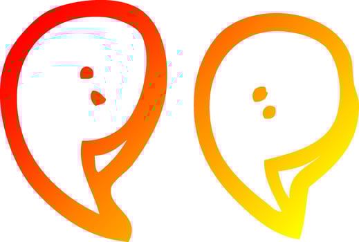warm gradient line drawing cartoon quotation marks vector