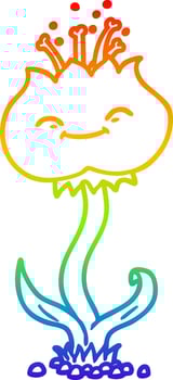 rainbow gradient line drawing cute cartoon flower vector