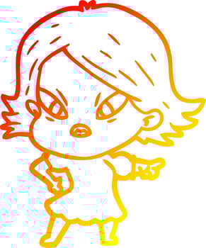 warm gradient line drawing cartoon stressed woman vector