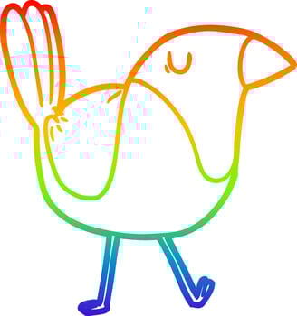 rainbow gradient line drawing cartoon bird vector