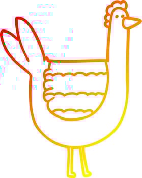 warm gradient line drawing cartoon chicken vector