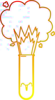 warm gradient line drawing cartoon exploding chemicals in test tube vector