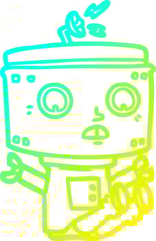cold gradient line drawing cartoon robot vector