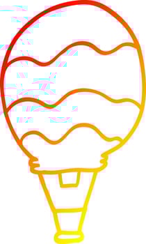 warm gradient line drawing cartoon hot air balloon vector