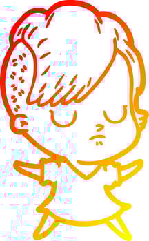 warm gradient line drawing cartoon woman vector