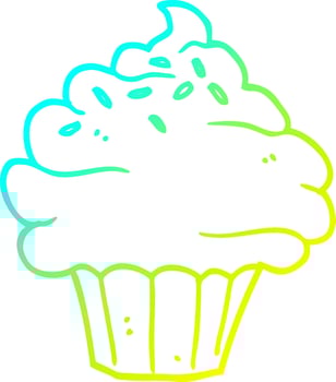 cold gradient line drawing cartoon cupcake vector