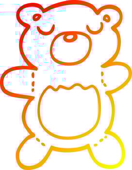 warm gradient line drawing cartoon teddy bear vector