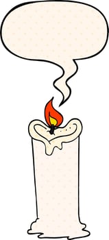 cartoon candle and speech bubble in comic book style vector