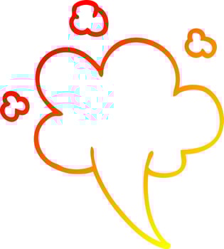 warm gradient line drawing cartoon whooshing cloud vector