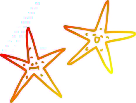 warm gradient line drawing cartoon star fish vector