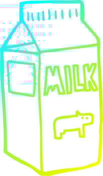 cold gradient line drawing cartoon milk carton vector