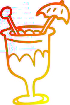 warm gradient line drawing cartoon cocktail vector