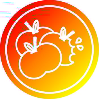 juicy apples circular in hot gradient spectrum vector