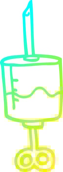cold gradient line drawing cartoon of blood filled syringe vector