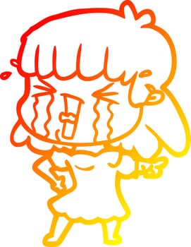 warm gradient line drawing cartoon woman vector