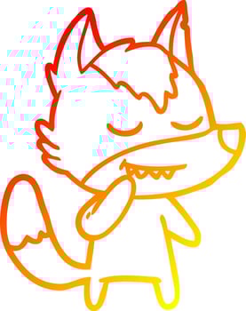 warm gradient line drawing friendly cartoon wolf vector