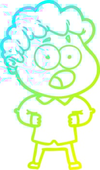 cold gradient line drawing cartoon man gasping in surprise vector