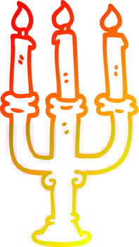 warm gradient line drawing cartoon candlestick holder vector