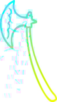 cold gradient line drawing cartoon medieval axe vector