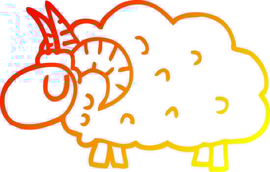 warm gradient line drawing cartoon black sheep vector