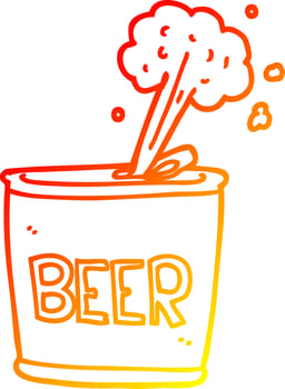 warm gradient line drawing cartoon beer can vector