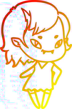 warm gradient line drawing cartoon cool vampire girl vector