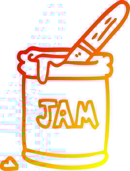 warm gradient line drawing cartoon jam jar vector