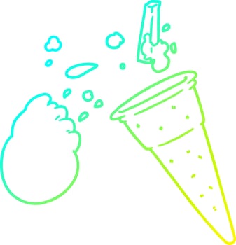 cold gradient line drawing cartoon ice cream vector