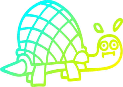 cold gradient line drawing cartoon funny tortoise vector