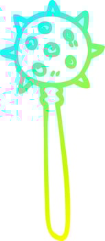 cold gradient line drawing cartoon medieval mace vector