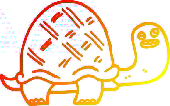 warm gradient line drawing cartoon happy turtle vector