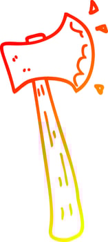 warm gradient line drawing cartoon axe vector